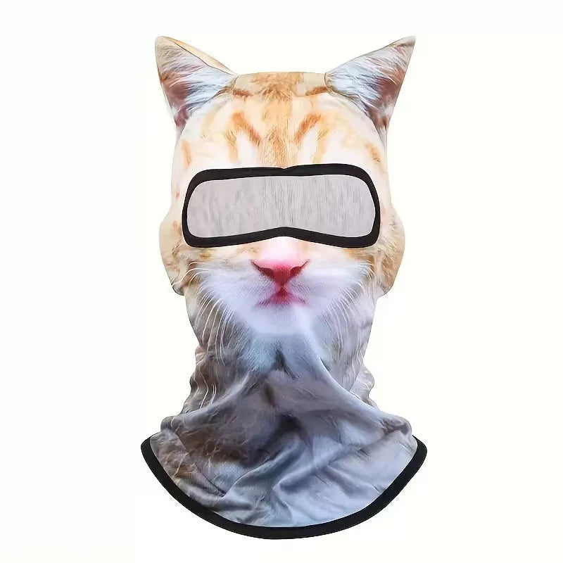 3D Cat Ski BalaclavaAnimal Face Covering Full Face Hood Masque Cute AnimalBalaclava Motorcycle Motocross Ski Snowboard Hat Good