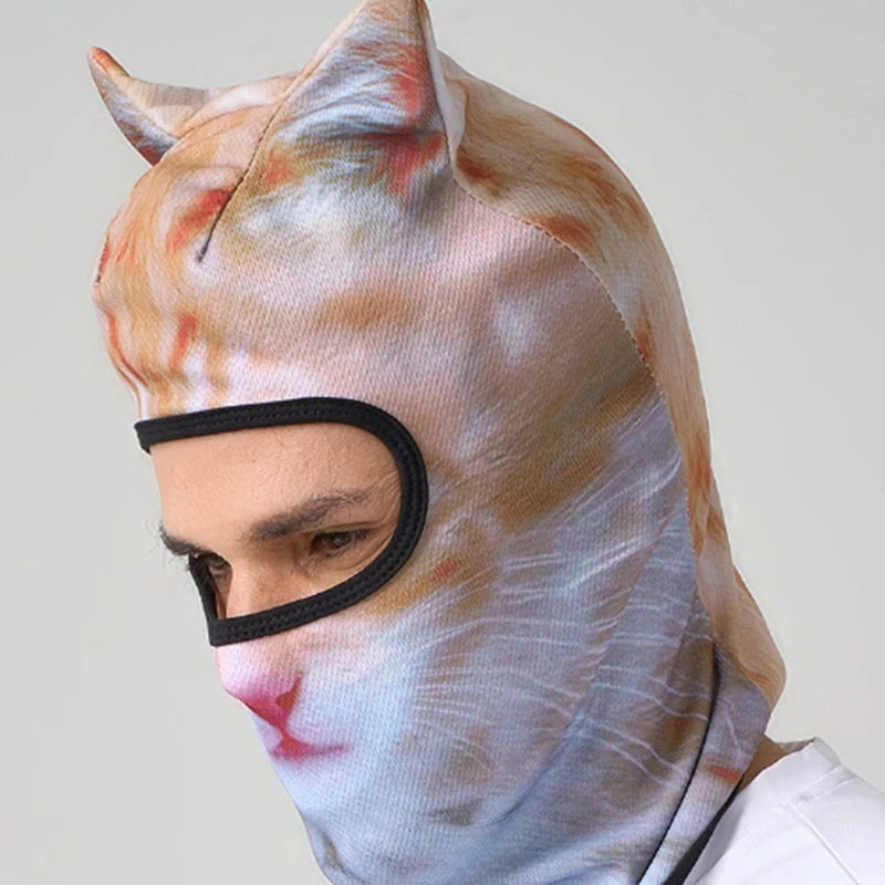 3D Cat Ski BalaclavaAnimal Face Covering Full Face Hood Masque Cute AnimalBalaclava Motorcycle Motocross Ski Snowboard Hat Good