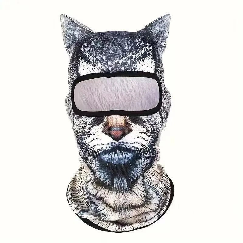 3D Cat Ski BalaclavaAnimal Face Covering Full Face Hood Masque Cute AnimalBalaclava Motorcycle Motocross Ski Snowboard Hat Good