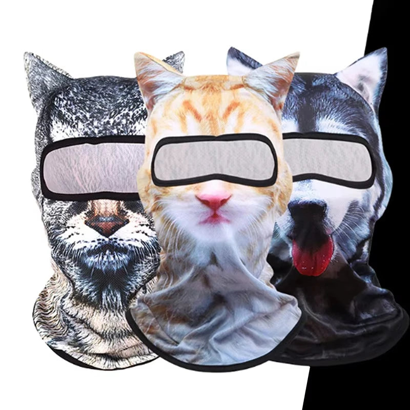3D Cat Ski BalaclavaAnimal Face Covering Full Face Hood Masque Cute AnimalBalaclava Motorcycle Motocross Ski Snowboard Hat Good