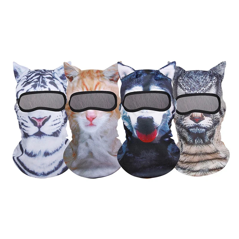 3D Cat Ski BalaclavaAnimal Face Covering Full Face Hood Masque Cute AnimalBalaclava Motorcycle Motocross Ski Snowboard Hat Good