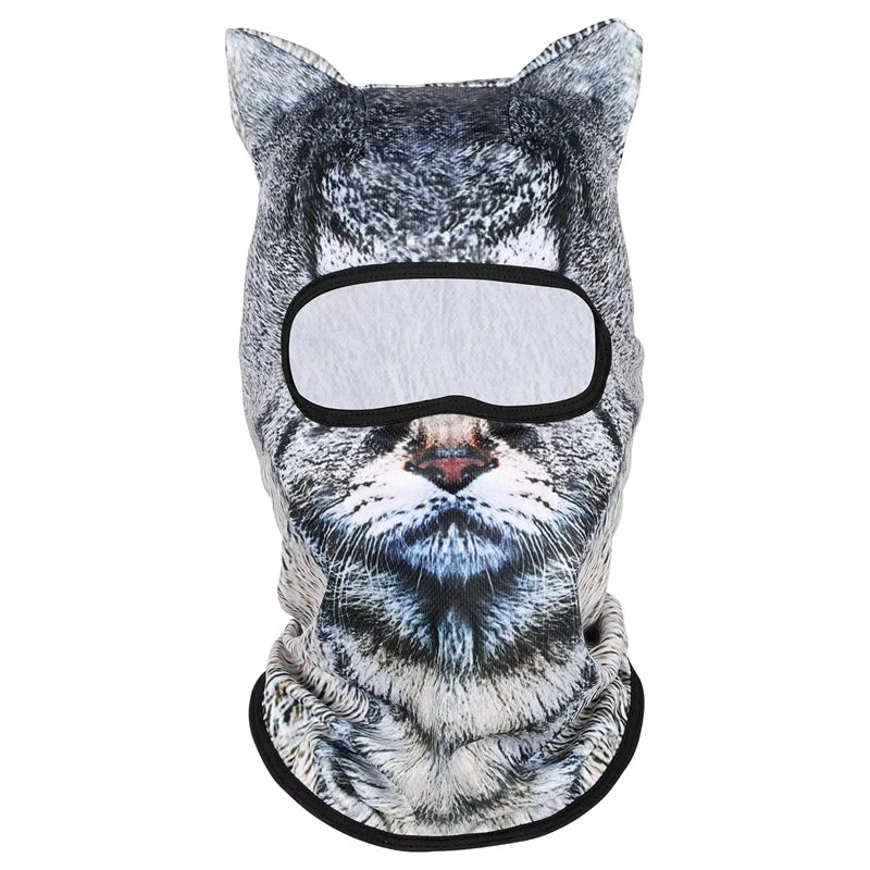 3D Cat Ski BalaclavaAnimal Face Covering Full Face Hood Masque Cute AnimalBalaclava Motorcycle Motocross Ski Snowboard Hat Good